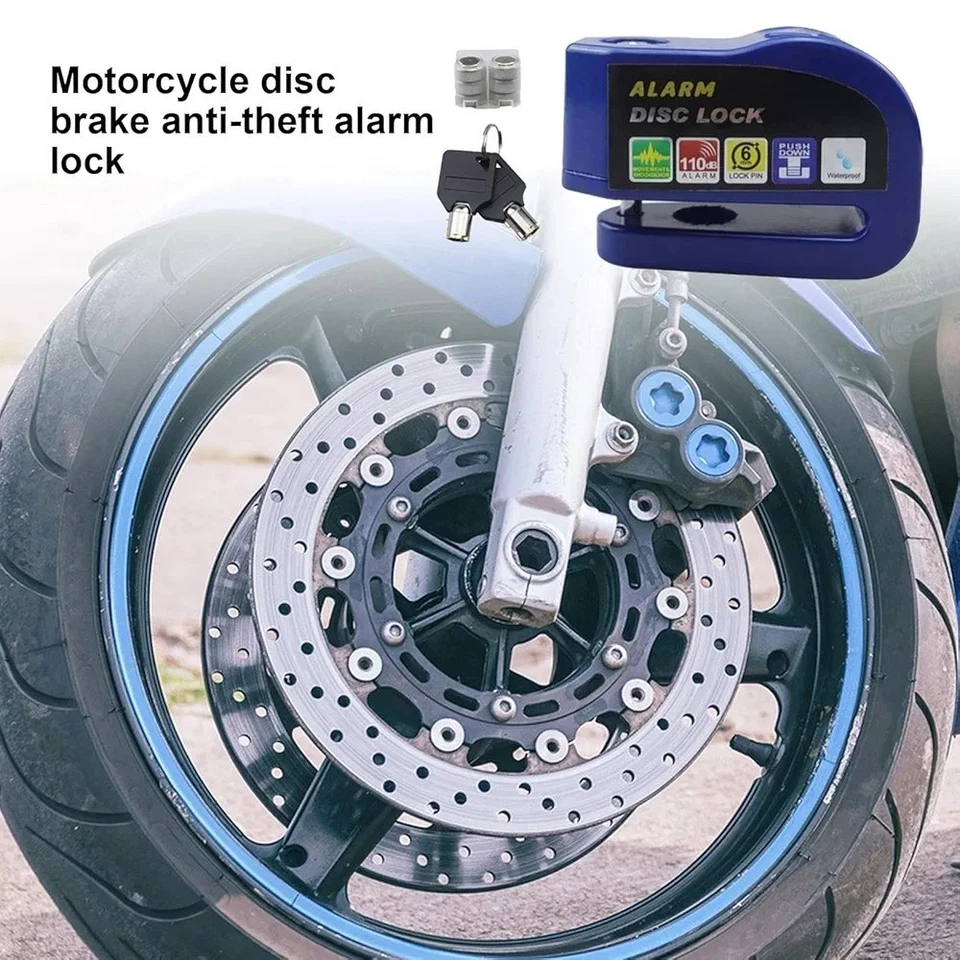 Antivol disque avec alarme Sécurité moto, vélo électrique, VTT, Road, bleu - Photo 2/4