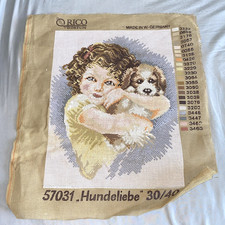 RICO Gobelin 57031 Needlework Canvas HUNDELIEBE W. Germany 100 cotton 30/40