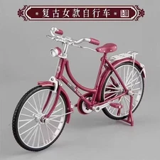复古怀旧风二六老式大杠自行车模型合金脚踏车女款单车小摆件玩具