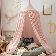 Vercico Kids Bed Canopy Round Dome 240cm W 49.2" x L 94.5" (1 Panels), Pink 