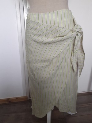 Mango, Wickelrock, Größe: M, Beige/Grün, Baumwolle/Leinen/Viskose NEU mit Etiket