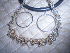 VTG. AVON PRETTY SILVERTONE SMALL ROUND MULTI-RING DANGLE NECKLACE/HOOP EARRINGS — photo 5
