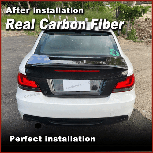 For BMW E82 Coupe 128i 135i 1M 2008-13 REAL Carbon Rear Trunk Lid Spoiler Cover - Picture 2 of 10
