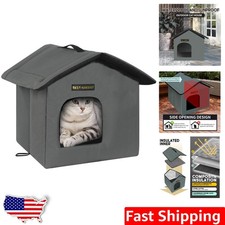Versatile Cat House Outdoor Grey, Insulated Feral Shelter w/ Mat, Easy Assembly