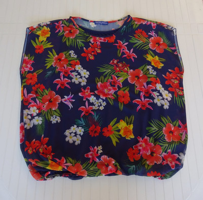 ''Miller & Monroe'' Bluse mit angenähtem Top, Gr. 46, blau, Blumen, ohne Arm