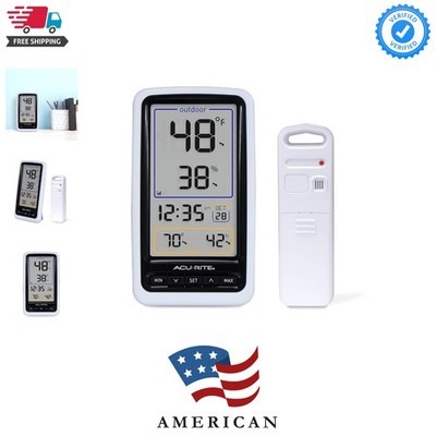 Wireless Thermometer with Indoor/Outdoor Temperature and Humidity, White