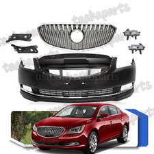 Front Bumper+Upper Grill+Support Black Set For 2014 2015 2016 Buick LaCrosse