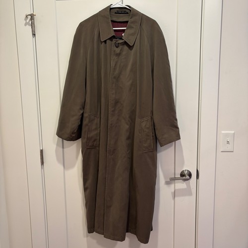 Christian Dior Le Connaisseur Trench Coat Mens 42R Olive Green Removable Liner