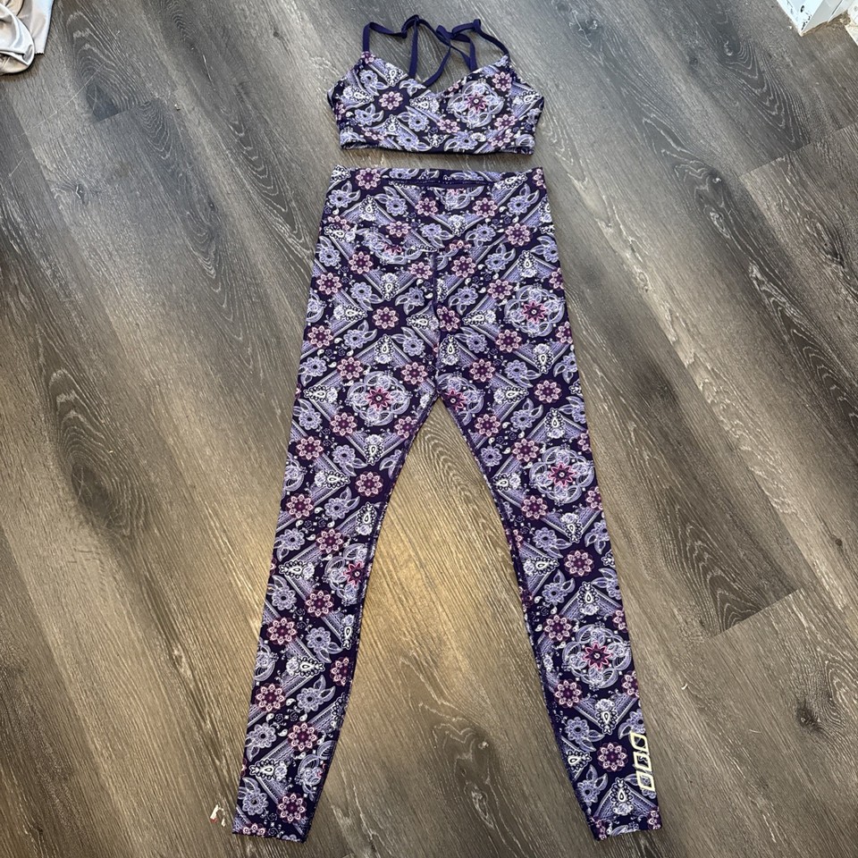 Lorna Jane Purple Paisley 2 Piece Gym Set. XS/6 EUC