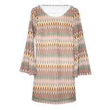 Doe & Rae Boutique Multicolor Retro Bell Sleeve Lined Mini Shift Dress - S