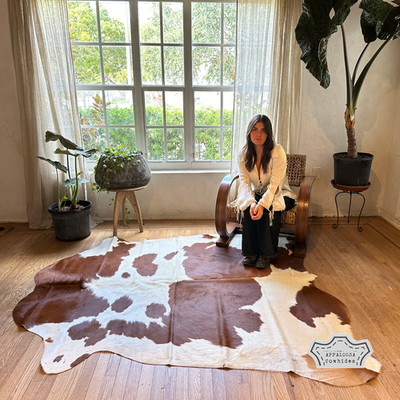5x7 ft Chromatic Brown & white Cowhide Rug  100% Genuine Leather Best Price