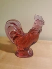 Rare Fenton Mullberry Pink/Purple Rooster Chicken Figurine Art Glass Paperweight