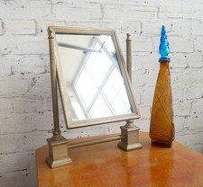 Antique Vintage 20s-50s Classic Architectural Brass Vanity Shaving Swing Mirror