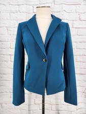 Calvin Klein Professional Blazer Teal Stretch Career Office Work One Button 4