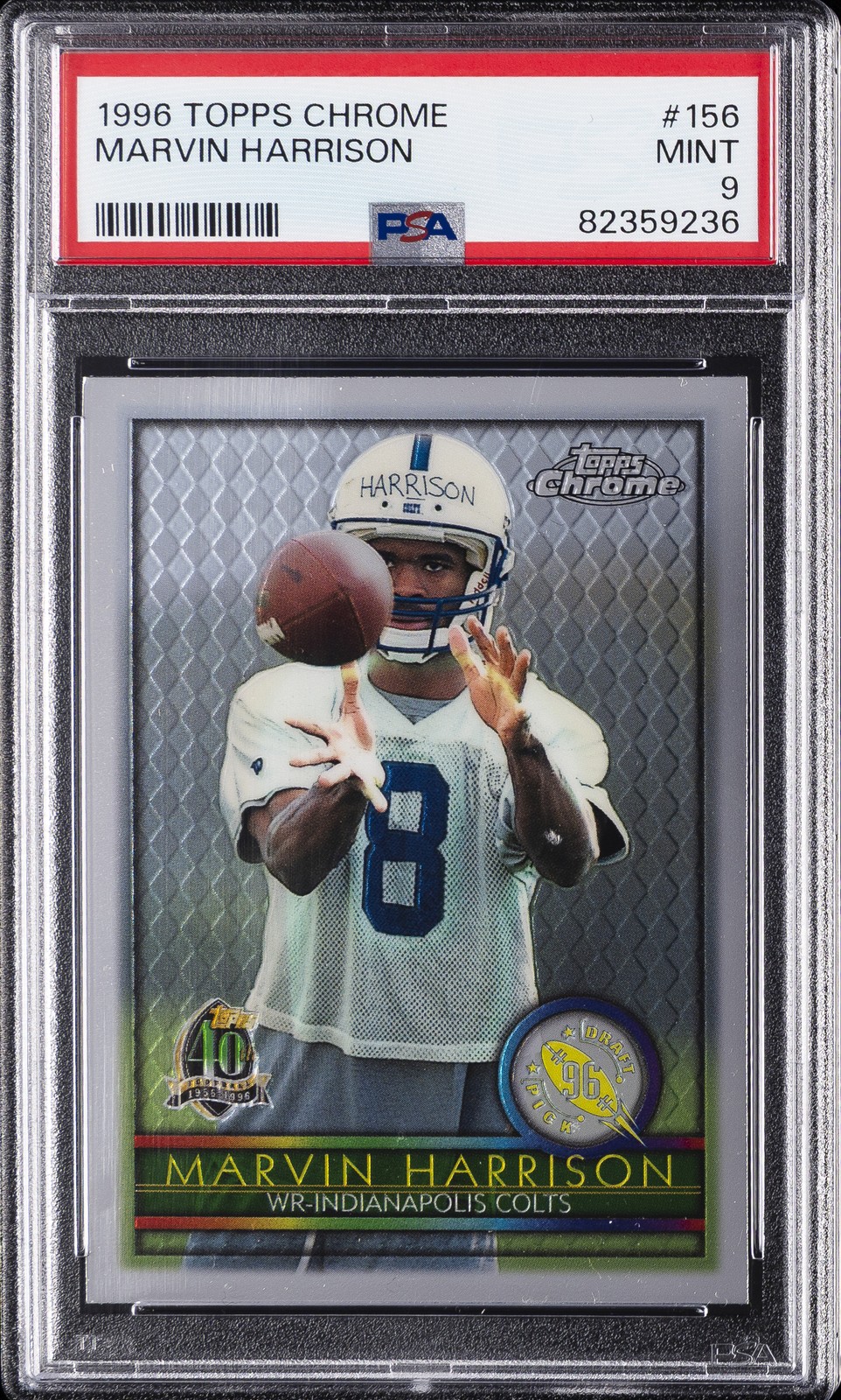 1996 TOPPS CHROME #156 MARVIN HARRISON ROOKIE RC PSA 9
