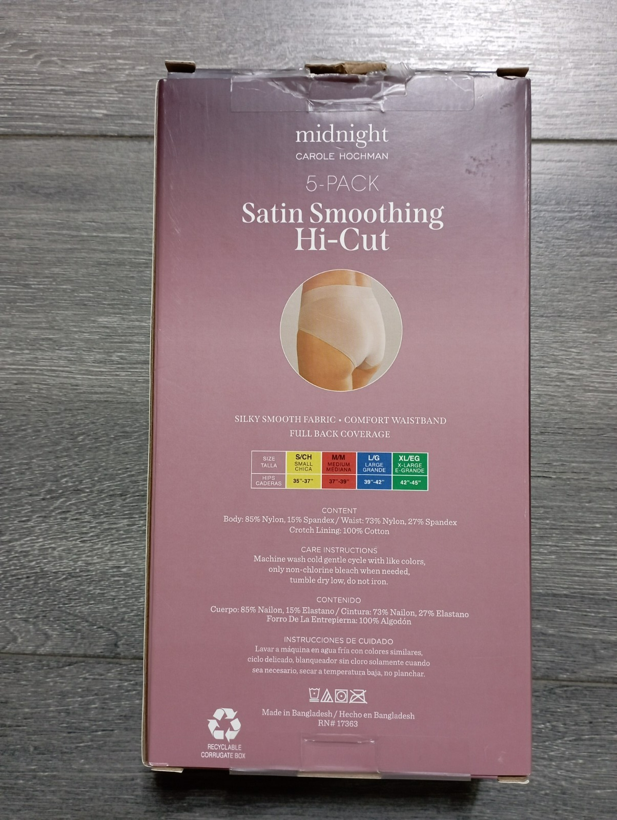 Midnight Carole Hochman Satin Smoothing Hi Cut 5 Pack Womens Small 