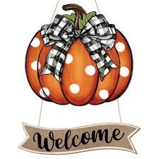 Fall Decoration Fall Wreaths for Front Door Wooden Pumpkin Welcome Door Sign,...