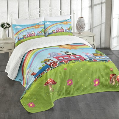 Zoo Tagesdecke Set Tierzug Regenbogen Lustige