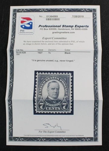 CKStamps: US Stamps Collection Scott#639 Mint NH OG PSE Cert