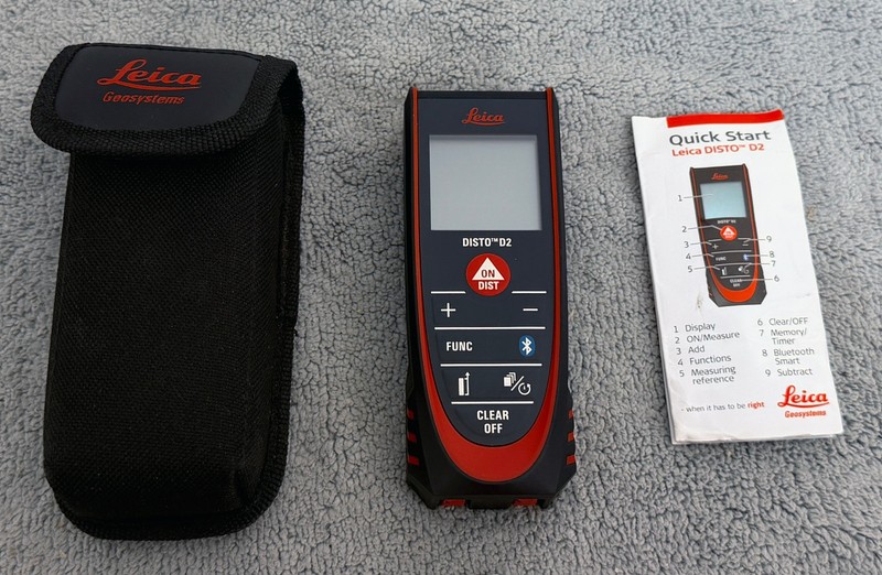 Leica Disto D2 Laser Distance Meter - MINT in Case w/Quick Start Guide!