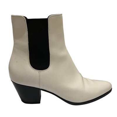 CELINE Jacno Chelsea Boots, Short Boots, Size 37 White and Black