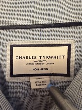 Charles Tyrwhitt Shirt Mens 17.5 35 Slim Fit, Light Blue Button Up Dress Wear