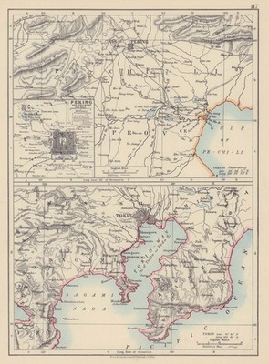 OSTASIEN. Peking Peking und Tokio Umgebung. JOHNSTON 1901 alte antike Karte