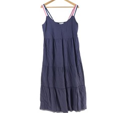 White & Co. Dress Womens L Blue Scoop Neck Strappy Tiered Summer Maxi 133703