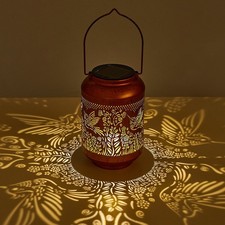 Solar LED Moroccan Hanging Lantern Light Outdoor Garden Tree Decorative Lighting