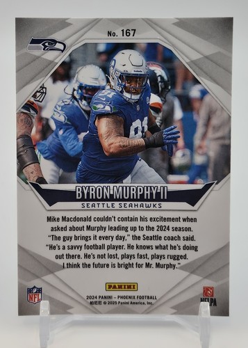 2024 Phoenix Football - Byron Murphy II #167 Purple Prizm Seattle Seahawks - Picture 2 of 2