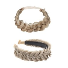 2Pcs Braided Headbands for Women Elastic Stretch Hair Band Sunny Blonde