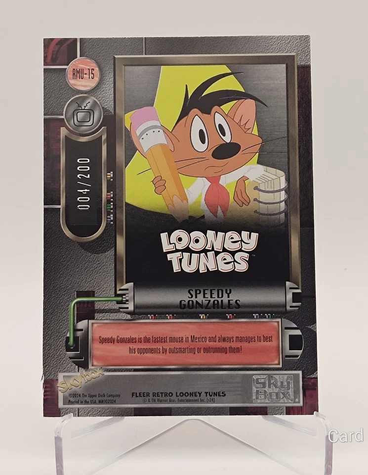2024 UD Looney Tunes Fleer Retro #RMU-SG Speedy Gonzales Orange Metal No. 4/200 - Image 2 of 2