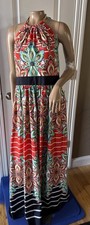ELIZA J Print Crepe De Chine Halter Maxi Dress Women's Size 14 Floral Multi NWT