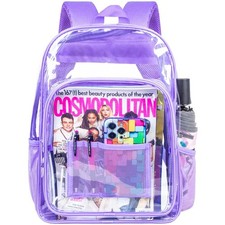 AGSDON Clear Backpack, Heavy Duty 16x6x12 Inch Pack of 1 , Purple