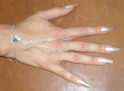 baciamano gioiello rivolo STRASS BAGNO ARGENTO BACIA MANO BRACCIALE ANELLO M