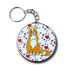 Orange Maine Coon Cat Valentines Day Keychain Handmade Art Gift Accessory