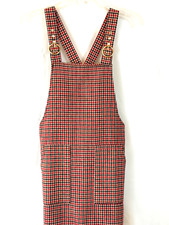 Forever 21- wms sx M Bib overall mini dress wool houndstooth print lined