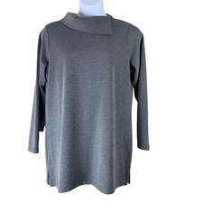 Christopher Banks Size XL Tunic Sweater Cowl Neck Gray Long Sleeve Pullover NEW