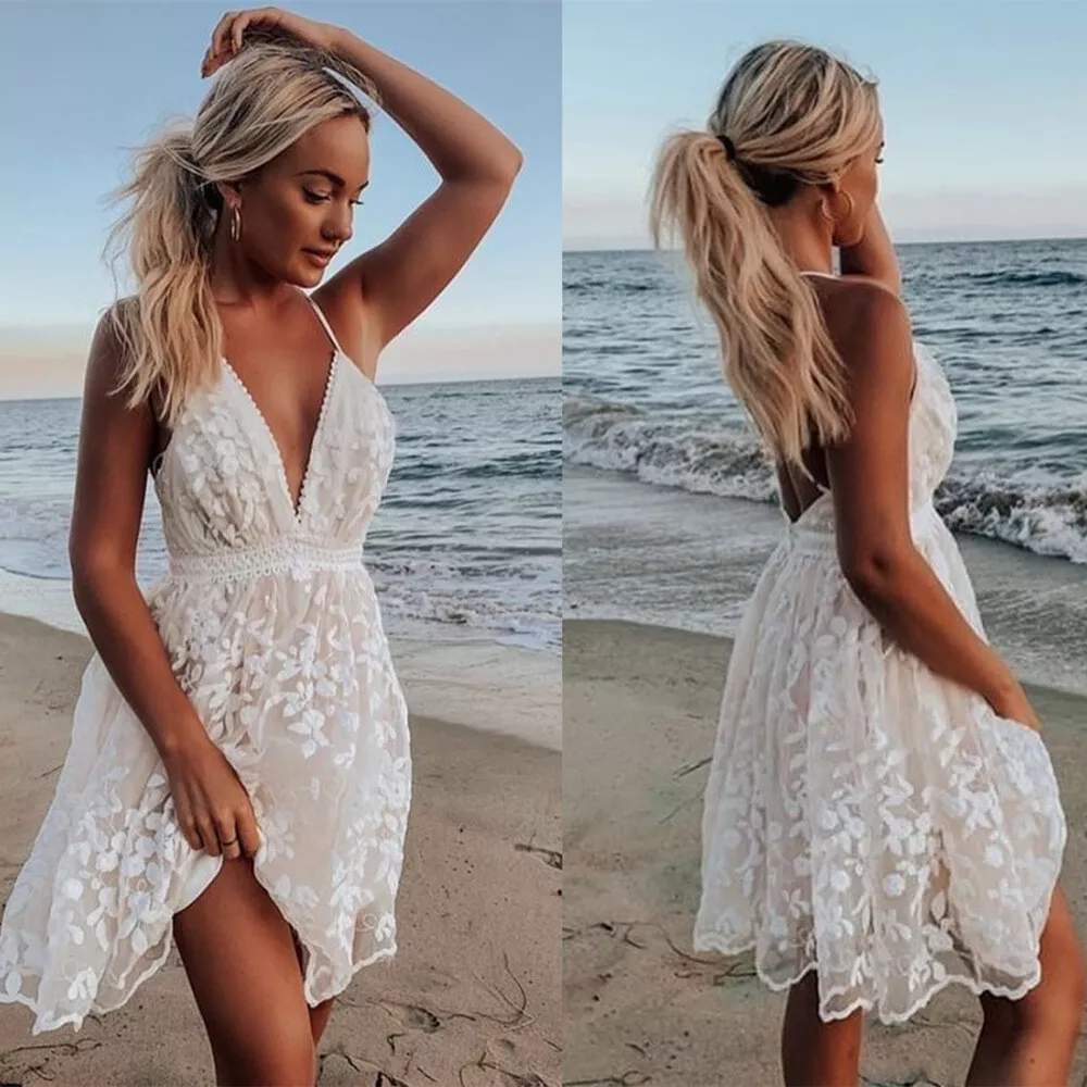 Sexy Two Piece Falbala White Short Beach Party Dress – FancyVestido