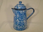 STANGL POTTERY TOWN & COUNTRY BLUE SPONGEWARE COFFEE POT PERFECT