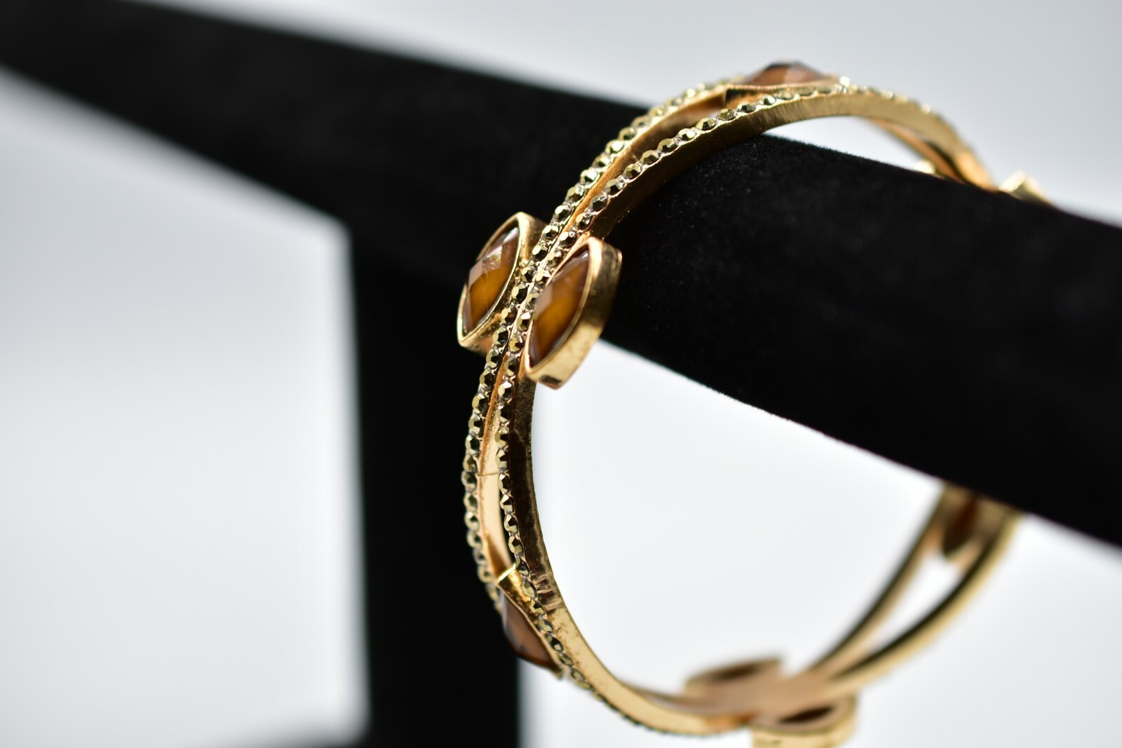 Statement Bangle Bracelet Rhinestone Crystal Gold… - image 9