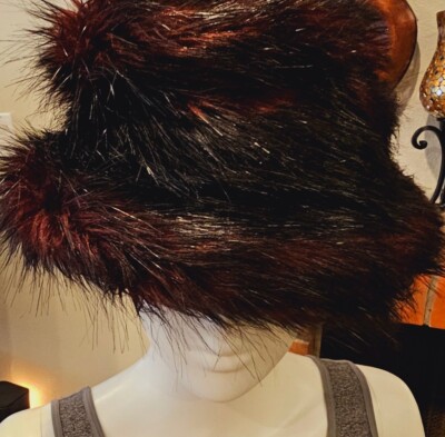 PARKHURST Faux FUR Ombre Burgundy Bucket-EUC-Vintage | eBay