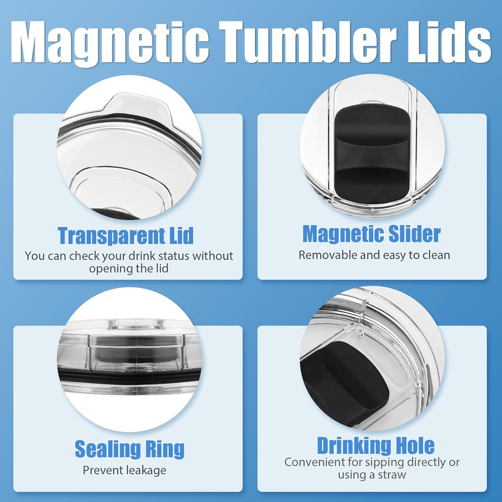2 Pack Magnetic Tumbler Lids for Yeti 20 Oz Replacement Tops