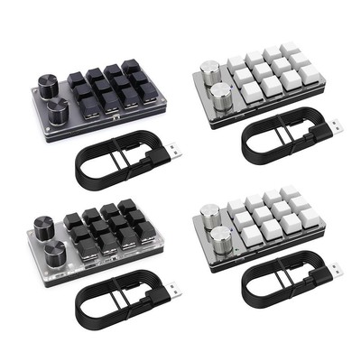 Macro Custom Wired Gaming Keyboard Programmable Mechanical Keypad (White)
