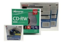 CD MEDIA LOT Memorex CD-RW 10 Pk 4X/80Min/700MB +CD Maxell DVD-R +CD Pocket LOT