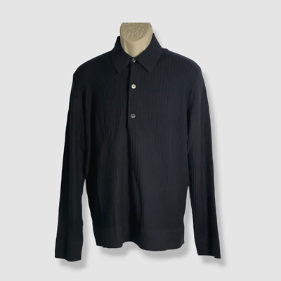 $1990 Zegna Men's Blue Cashmere-Silk Polo Shirt Size IT 54/ US 44