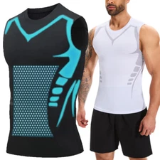 Men Compression Shirt Version Ionic Shaping Sleeveless Vest Sport Tank Top S-2XL