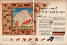 1946 Swift & Co. Meat Beef Ranch Cattle Brands Centerfold Vintage Print Ad
