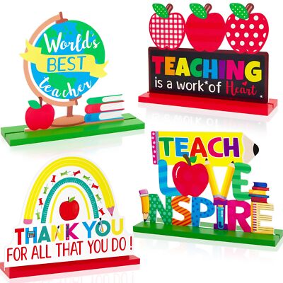 4 PCS Teacher Appreciation Gifts Bulk Teacher Appreciation Table Decoration C...