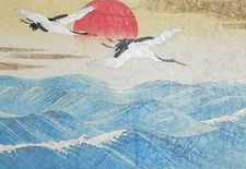 Vintage realist watercolor painting seascape